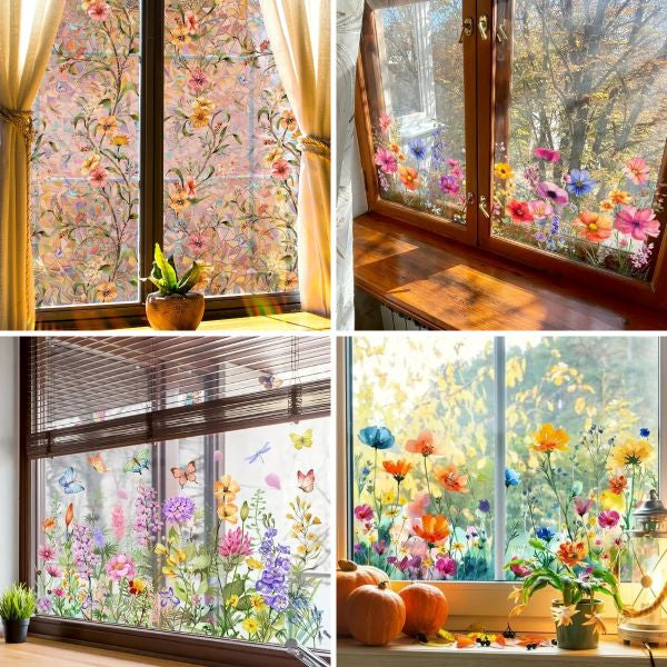 LAST DAY 64% OFF💐Colorful Floral Bouquet Window Sticker🖼️(Cut to size freely)