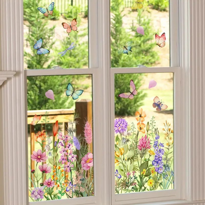 LAST DAY 64% OFF💐Colorful Floral Bouquet Window Sticker🖼️(Cut to size freely)