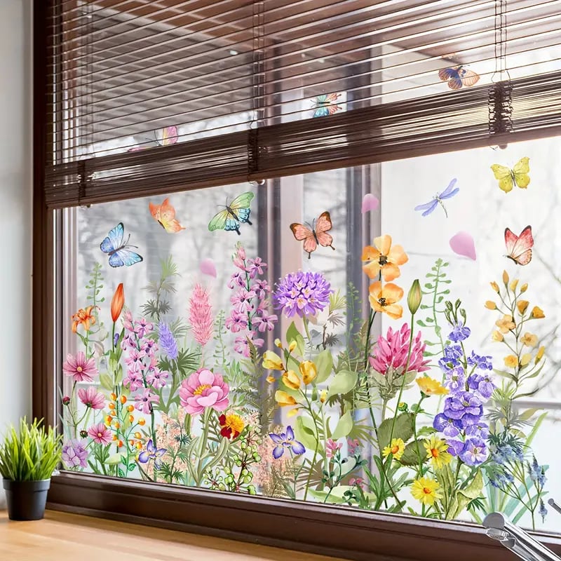 LAST DAY 64% OFF💐Colorful Floral Bouquet Window Sticker🖼️(Cut to size freely)