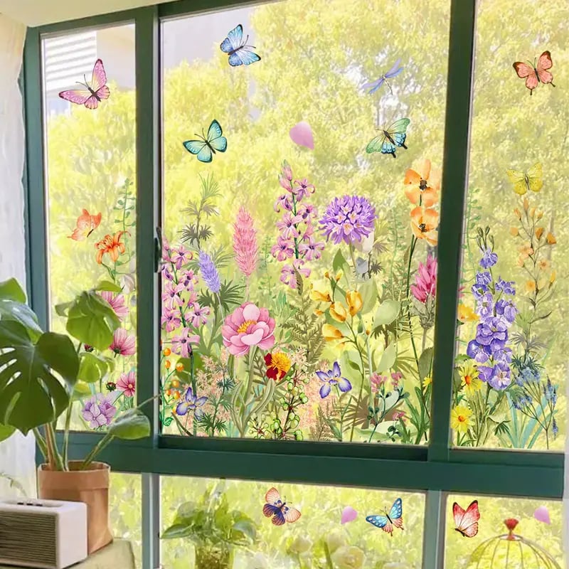 LAST DAY 64% OFF💐Colorful Floral Bouquet Window Sticker🖼️(Cut to size freely)