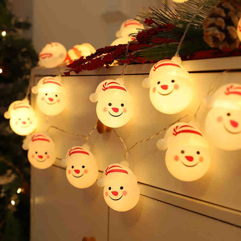 Christmas Snowman String Lights Bell Elk Santa Claus Shaped Fairy Lights 1.5m 10LEDs New Year Holiday Atmosphere Decor Light